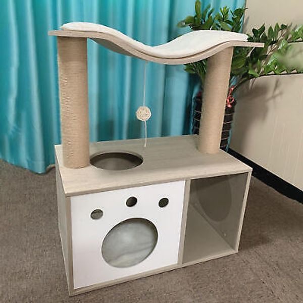 Cat Litter Box Indoor Pet Side Table Enclosure Furniture for Cats of 30 pounds