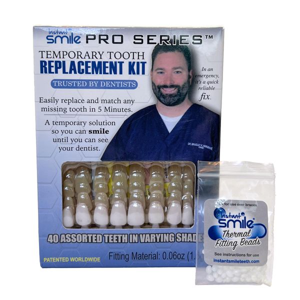 Instant Smile Pro Series Temporary Tooth Kit - With extra pack of fitting beads