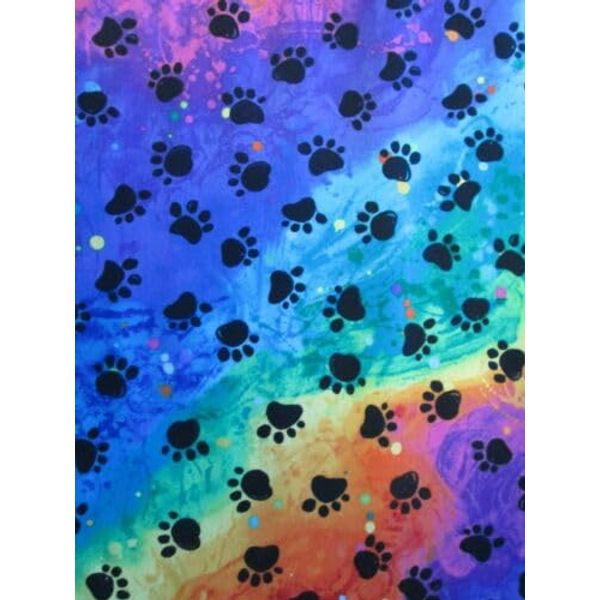 Cats Paws CAT Dog PAW Pattern Bright Colors Cotton Fabric Fat Quarter Fabric