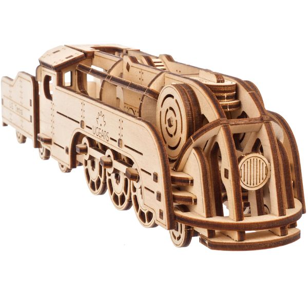 UGEARS Mini Locomotive - 3D Mechanical Wooden Puzzle Train Kit - Ugears Wooden 3d Puzzles for Adults to Build - DIY Wooden Train Model Puzzles for Teens - Small Train Brain Teaser - Building Kits