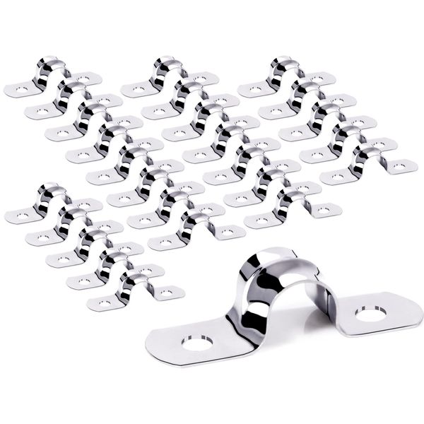 Saddle Clamp 25pcs Pipe Strap Clamp 10mm U Strap 304 Stainless Steel Pipe Hose Wall Clips for Fixing Bracket of Gas Pipe Water Pipe or Hose Installation(M10)