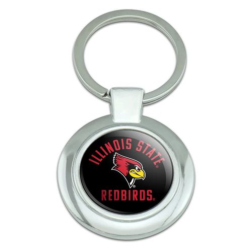 GRAPHICS & MORE Illinois State Redbirds Keychain Classy Round Chrome Plated Metal