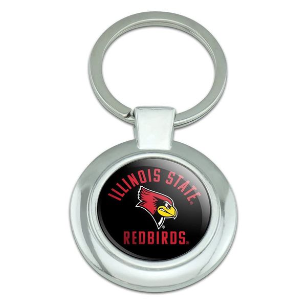 GRAPHICS & MORE Illinois State Redbirds Keychain Classy Round Chrome Plated Metal