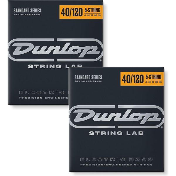 Dunlop DBS40120 Stainless Steel Bass Strings, Light, .040-.120, 5 Strings/Set (2 Pack)