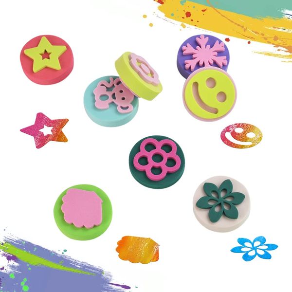 KLYNGTSK 24 PCS EVA Foam Stamper Painting Sponge Shapes Assorted Sponge Painting Stamper Adorable Painting Craft Sponge Double Sided Sponge Stamps for Kids Crafts DIY Toddlers Early Learning（4 * 1cm