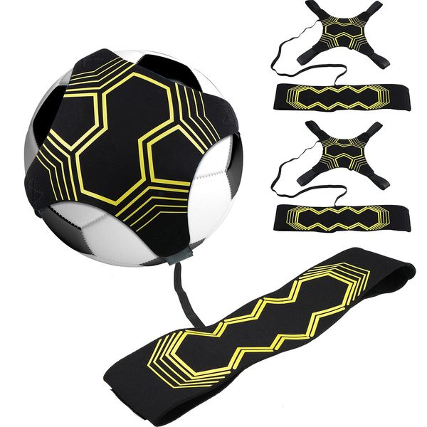 2 Pieces Soccer Trainer Soccer Training Equipment Aid Adjustable Football Training Belt Solo Soccer Trainer for Kids Adults for Volleyball Control Skills Juggling Kicking Practice (Yellow)