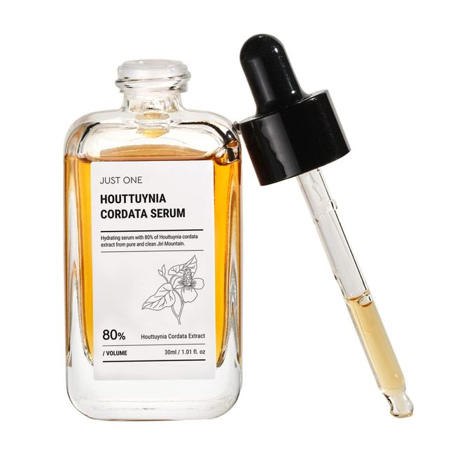 BOM Just One Houttuynia Cordata Serum 30 ml, beruhigendes, peelendes Gesichtsserum aus frischen Kräutern mit Hyaluronsäure, Peptiden