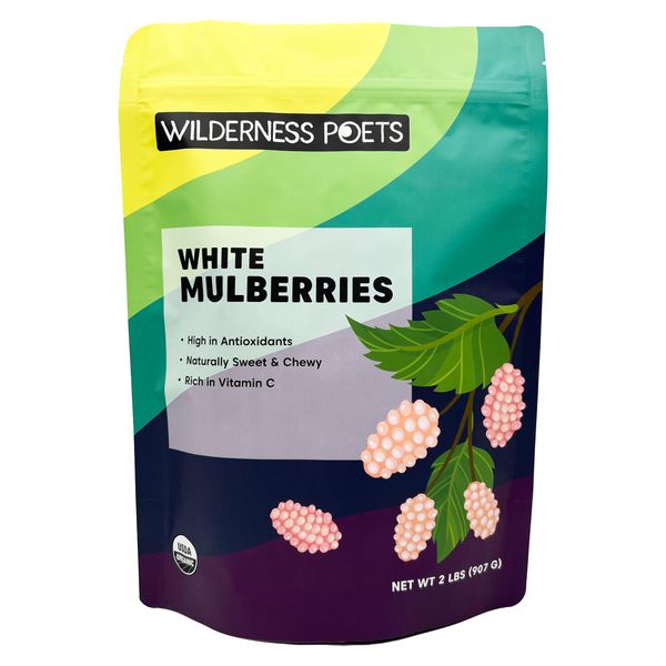 Wilderness Poets White Mulberries - Organic Raw Dried Mulberries - (32 Ounce - 2 Pound)