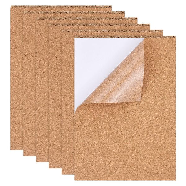 BENECREAT 8Pack Self-Adhesive Cork 21x30cm Rectangle Insulation 1mm Cork Sheets Cork Board Cork Tiles Mat for Coasters, Floors, Walls, DIY, Die Cutting, Craft Projects