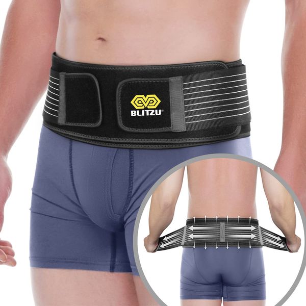 BLITZU Sacroiliac SI Hip Belt For Women And Men. Lower Back Support Belt. Compression Hip Brace for Pelvis, Joint, Lumbar & Sciatica Pain Relief. Sciatic Nerve Brace, Waist Pelvic Support Belt. S-M