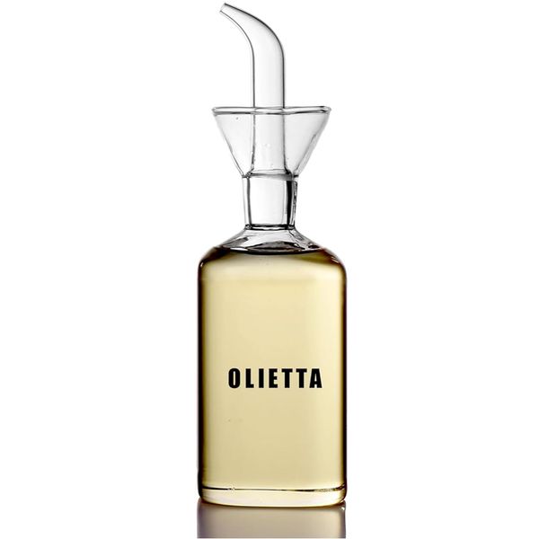 Olietta Borosilicate Glass Oil Bottle - 250ml Non Drip Olive Oil Dispenser, Vinegar Drizzler, Leak Proof Pourer, Easy Clean Drip Free