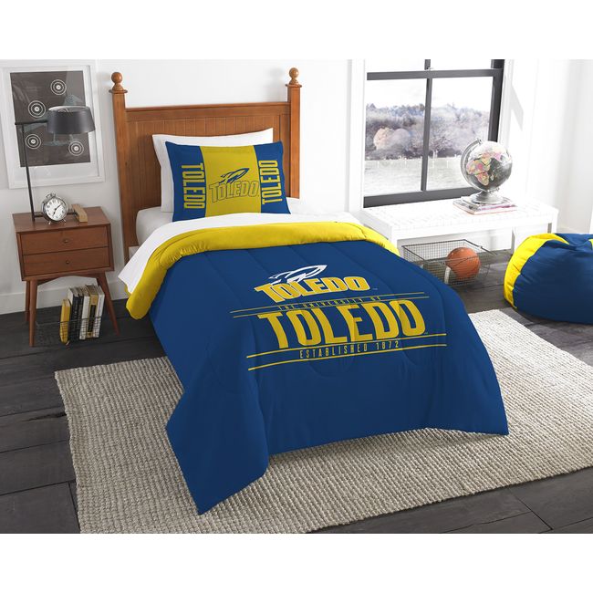 The Northwest Company NCAA Toledo Rockets Comforter and Sham Set, Twin, Modern Take