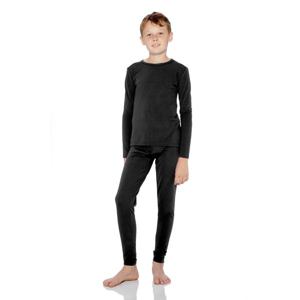 Rocky Thermal Underwear For Boys (Long Johns Thermal Set) Shirt & Pants, Base Layer w/Leggings/Bottoms Ski/Extreme Cold (Black - Medium)