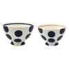 Hasamiyaki Tenryu Pottery Polka Dot Rice Bowls Pair