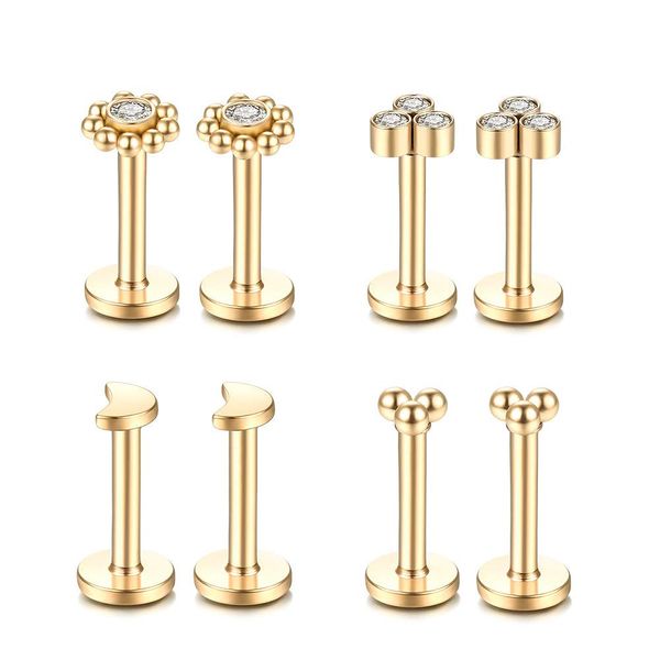 Gnoliew 16G 316L Stainless Steel Labret Monroe Lip Ring Studs Cartilage Helix Tragus Conch Daith Nose Piercing Jewelry. (A2,6mmPost)