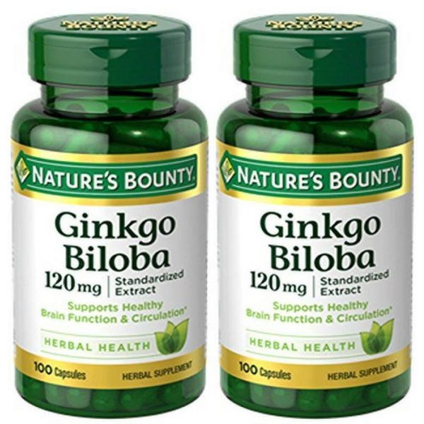 Natures Bounty Ginkgo Biloba 120mg 200 Capsules Brain Function Memory Support