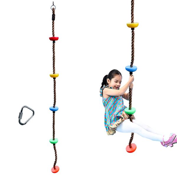 BUBBLEBAY 6.56ft Climbing Rope Swing with Treads Climbing Rope Plate Swing Hanging Swing Ninja Rope Accessories