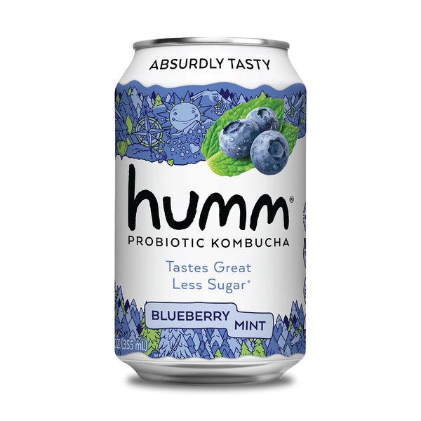 Humm Kombucha Blueberry Mint - Organic, Vegan & GMO-Free (12 Pack)