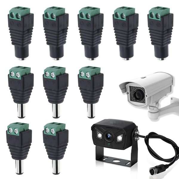 MEKEET 5Pairs Male and Female DC Jack Power Connector Adapter Plug Waterproof Barrel Power for CCTV Security Camera LED Strips(5.5 X 2.1mm)