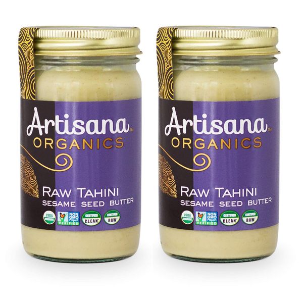 Artisana Organics Raw Tahini Sesame Seed Butter (2 Pack) - Just One Ingredient, Unroasted, Non-GMO, Vegan, Paleo and Keto Friendly, 14oz Jars (2 Pack)