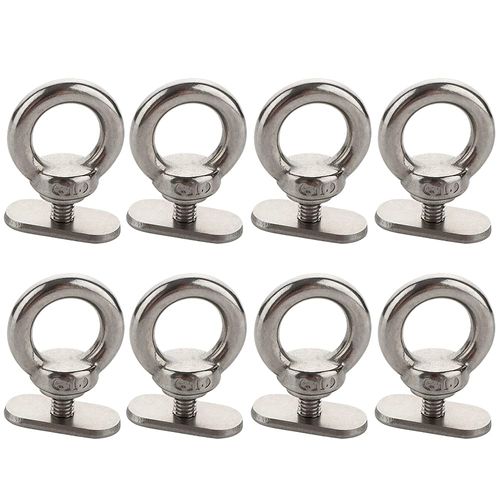 VTurboWay 8 Pack Full 316 SS, Track Mount Tie Down Eyelet, Hold Bungee Cord or Ropes Up to 0.6", Marine Hardware