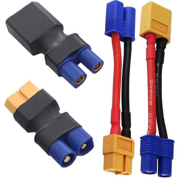 JIECHUN 2Pair XT60 to EC3 Plug Female Male Adapter Connector for RC FPV Drone Car Lipo NiMH Battery Charger ESC