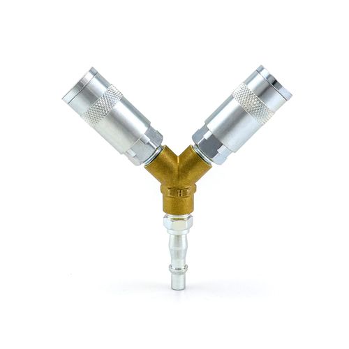 QWORK® 1/4" BSP Airline Hose Connectors 3 Way Air Compressor Fittings Y Connector Splitter Male/Female Thread Quick Release Coupler for Air Lines Air Tools Compressors