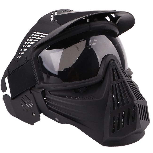 NINAT Airsoft Mask Tactical Masks Full Face with Greylens Lens Goggles Eye Protection for Halloween CS Survival Games Shooting Cosplay Mask Black