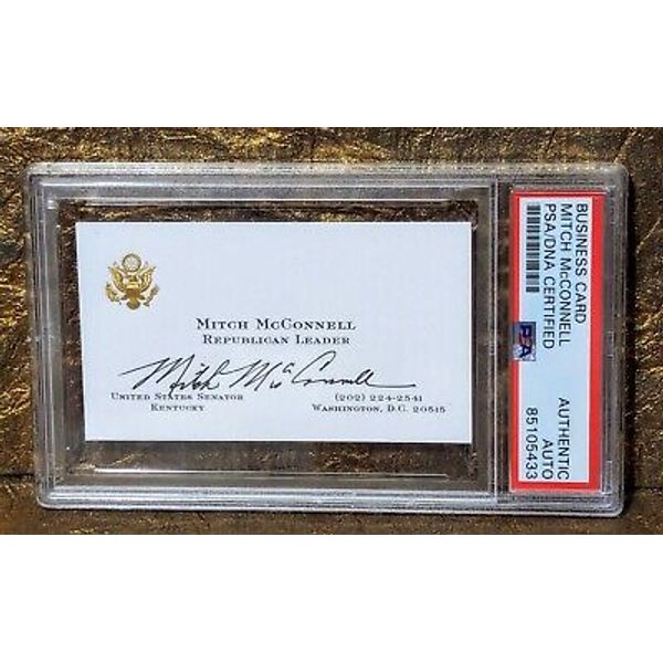 Mitch McConnell Autograph PSA/DNA Signed Gold Embossed Business Card