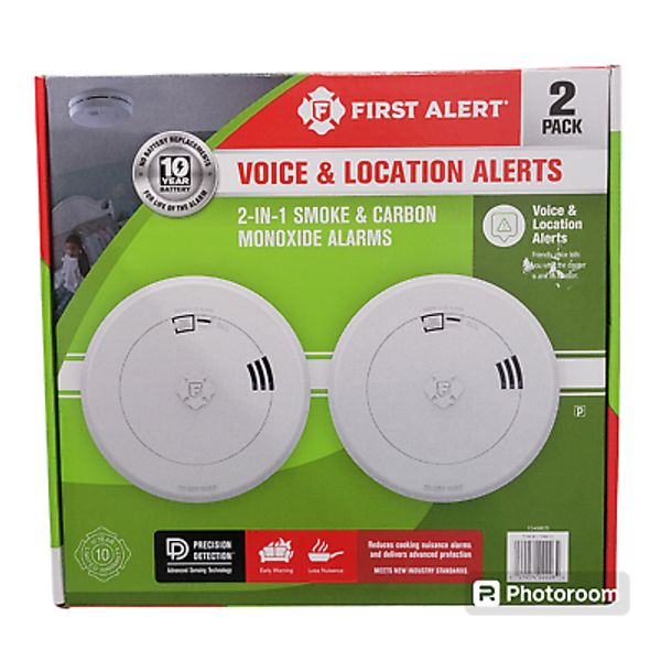 First Alert 2-in-1 Smoke & Carbon Monoxide Alarms 2 Pack Home Office