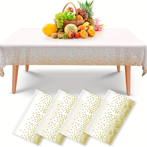 Einweg Tischdecke, 4 Stück Tischdecke Geburtstag, Papiertischdecke Rolle, Wasserdicht Tischdecken Bierzeltgarnitur, Rechteckig Tischdecken Geeignet für Party(Gold, 137 x 274 cm)