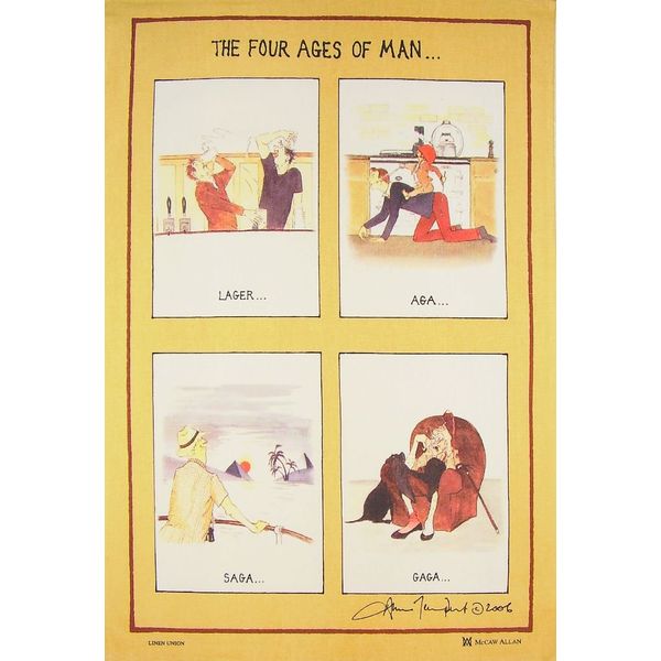 Samuel Lamont The Four Ages of Man Cotton Tea Towel, Beige