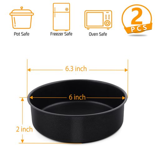 P&P CHEF Non-stick Cake Pan Set of 2,6 Inch Round Baking Cake Pans Tins for Tier Smash Cakes, Non-Toxic & Solid, Stainless Steel Core & Leak-Proof, 2Pcs