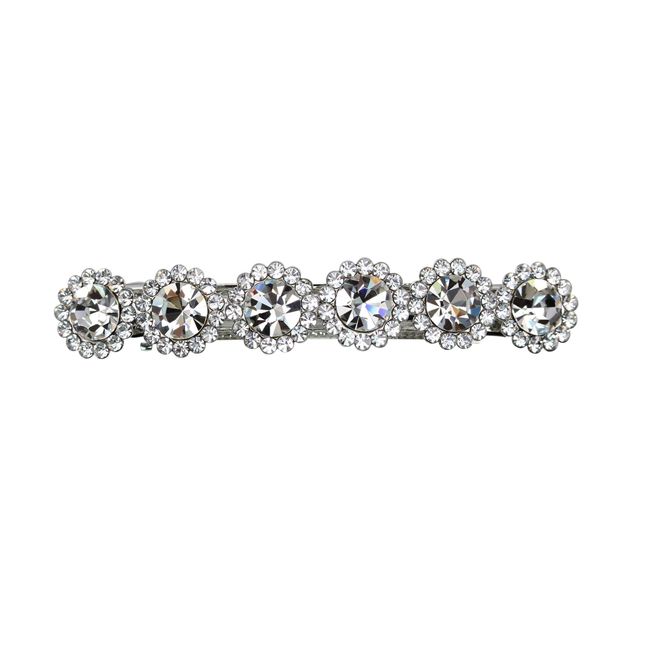 Faship Clear Rhinestone Crystal Floral Small Hair Barrette Clip