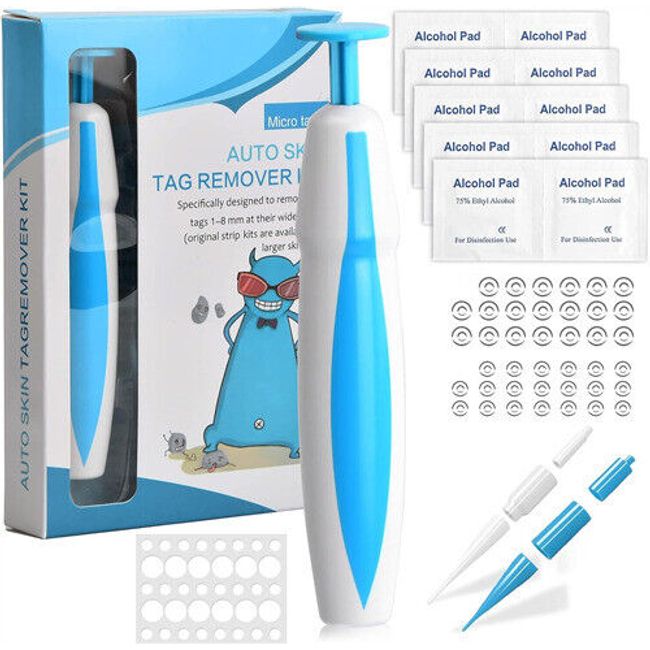 Auto Micro Skin Tag Mole Wart Painless Removal 40x Rubber Bands &10x Alcohol Pad