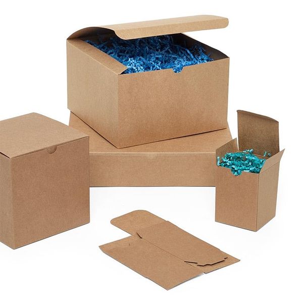 Paper Mart Natural Brown Kraft Gift Boxes 7" X 7" X 7" | Quantity: 100