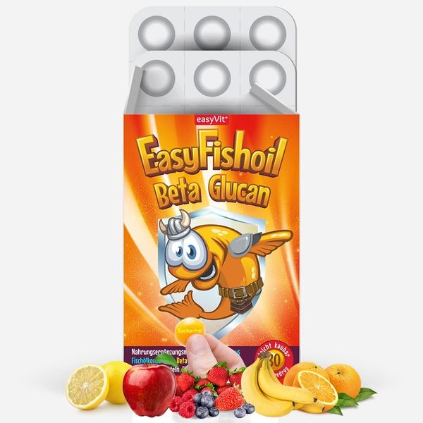 EasyFishoil Omega 3 Kinder mit Beta Glucan, 1 Monatspackung, Vitamin A,C,D. 30 Soft Jelly Fischöl Hochdosiert, Reines Fischöl, Omega 3 Kapseln für Kinder, Aus Norwegen, Halal Zertifikat, Omega 3 KIDS