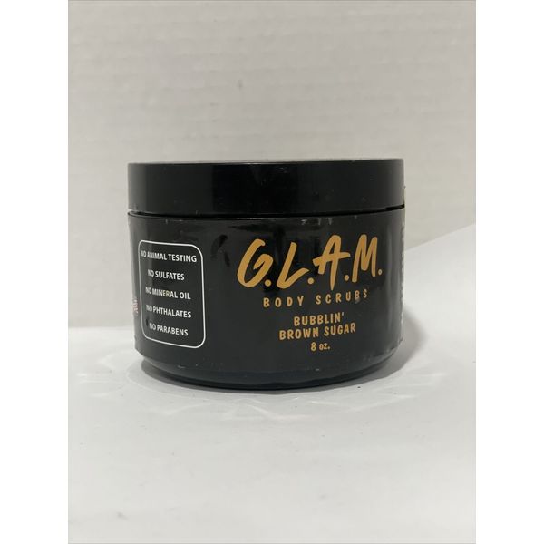 G.L.A.M. BODY SCRUBS Bubblin Brown Sugar 8 oz. jar GLAM Bath Scrub Shower Scrub