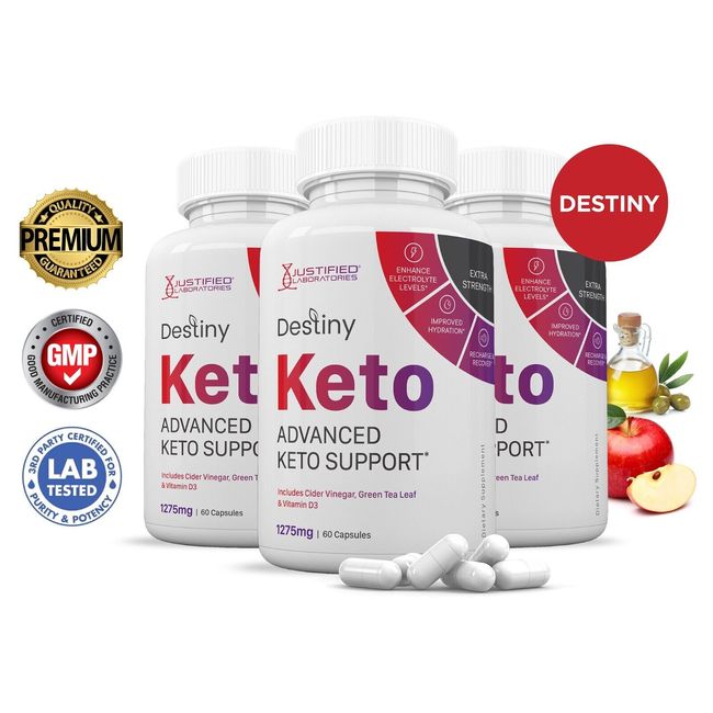 Destiny Keto ACV Pills 1275 MG Stronger Than Gummies Keto Support 3 Bottle