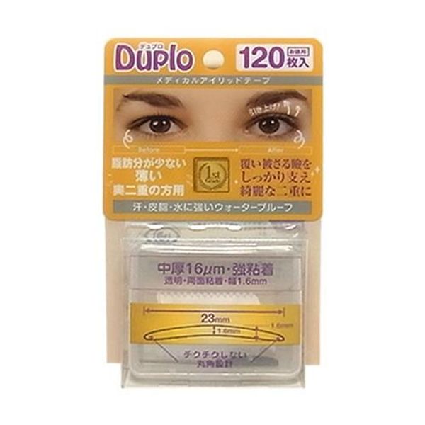 Duplo Medical Eyelid Tape, Medium Thickness, 16μm, Strong Adhesive (Tape for Preventing Ptosis), Transparent, Double-Sided, Width 1.6mm, Pack of 120