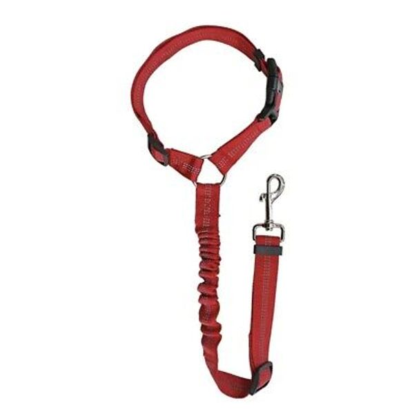 Red 2 In 1 Pet Car Seat Belt Nylon Lead Leash Backseat Safety Belt Adjustable