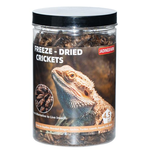 JADINGSFARM Freeze Dried Crickets – 4.5 Oz High Protein Freeze Dried Crickets, Food for Reptiles, Bearded Dragons, Lizards, Geckos, Birds, Fish,Hedgehogs, Bearded Dragon Food