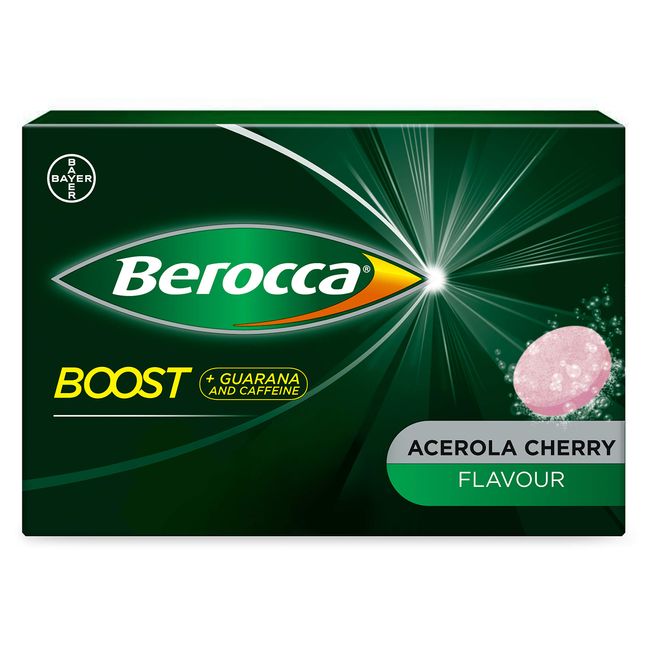 Berocca Boost Effervescent Tablets with Guarana, Caffeine and Vitamin B12, Also Contains Vitamin C and Magnesium, 1 Pack of 20 - 3 Weeks Supply