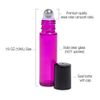 10ml Glass Roller on Bottles with Stainless Steel Roller Ball 6pcs- Refillable Essential Oil Roller Bottles with Lid Opener Pry Tool & 1 Transfer Pipettes, Great for Aromatherapy, by JamHooDirect