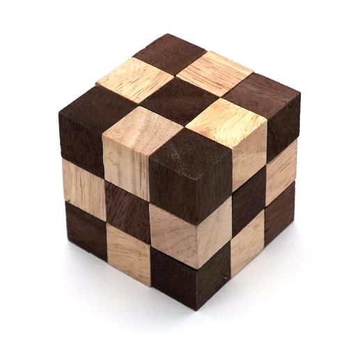 Snake Puzzle Cube Classic Games (M Size) and 3D Mind Puzzles for Adults in Hand with Wooden Cube Designs of Magic Game for Educational Brain Games for Kids to Challenges Brain Teasers Puzzles Kids