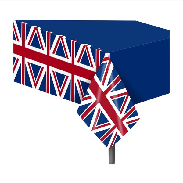 Lide Road 2 Pieces British Flag Party Tablecloth Union Jack Tablecloth British Flag Party Supplies British Flag Table Covers Disposable Plastic Waterproof Tablecloth for UK Celebrations, 54x87 in