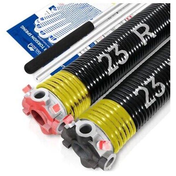 Pair of 2" Garage Door Torsion Springs Set with Non-Slip Winding Bars & Gloves