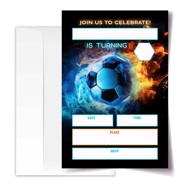 ANYEMW 4x6 Soccer Birthday Invitations, Soccer Birthday Party, Sports Party Decorations, Birthday Party Invitations For Boys Girls, Kids Birthday Invitations. (sport（119）)