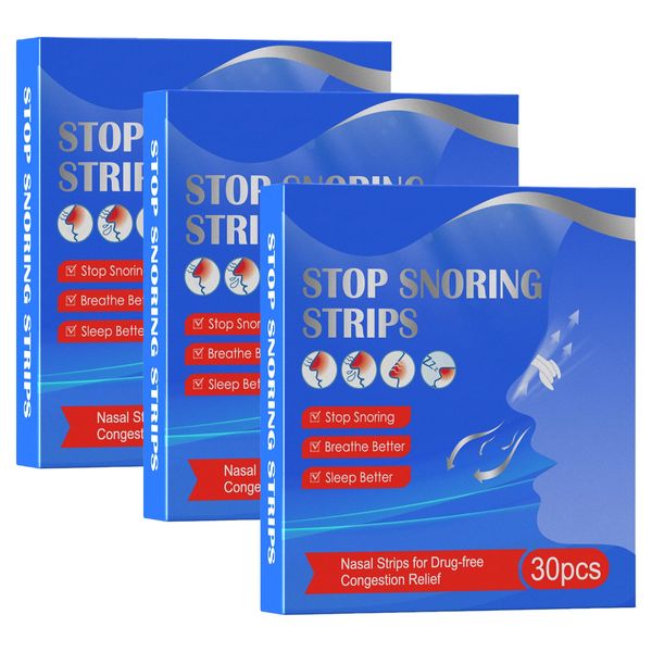 Guegine 3 Boxes Nasal Strips ，Anti Snoring Nasal Strips ，Smooth Breathing Nose Strips Relieve Nasal Congestion Help You Breathe Through The Nose and Improve Sleep Suitable for Men and Women（90pcs）