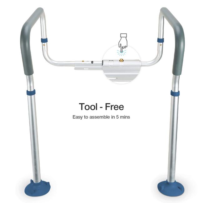 OasisSpace Stand Alone Toilet Safety Rail - Heavy Duty Medical Toilet  Safety Frame for Elderly, Handicap and Disabled - Adjustable Bathroom  Toilet